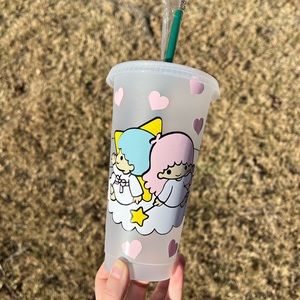 Sanrio twin stars and hearts designed Starbucks reusable venti cold cup